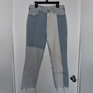 PacSun Two-Tone Colorblock Blue and White Mom Jeans